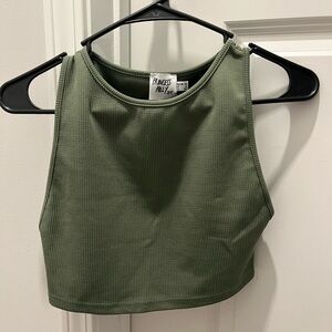 Princess Polly Green Ribbed Crop Top